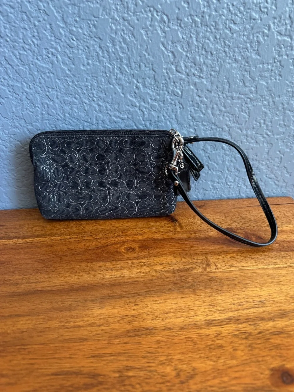 Coach Black and Silver Wristlet
